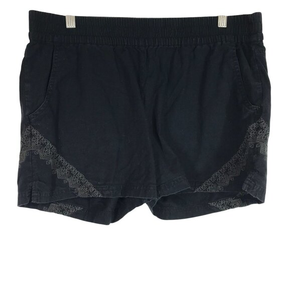PRANA - WOMEN'S LARGE -BLACK ELASTIC WAIST 100% ORGANIC COTTON SHORTS - Picture 1 of 9